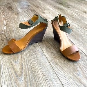 Brown and Dark Green Work Heels